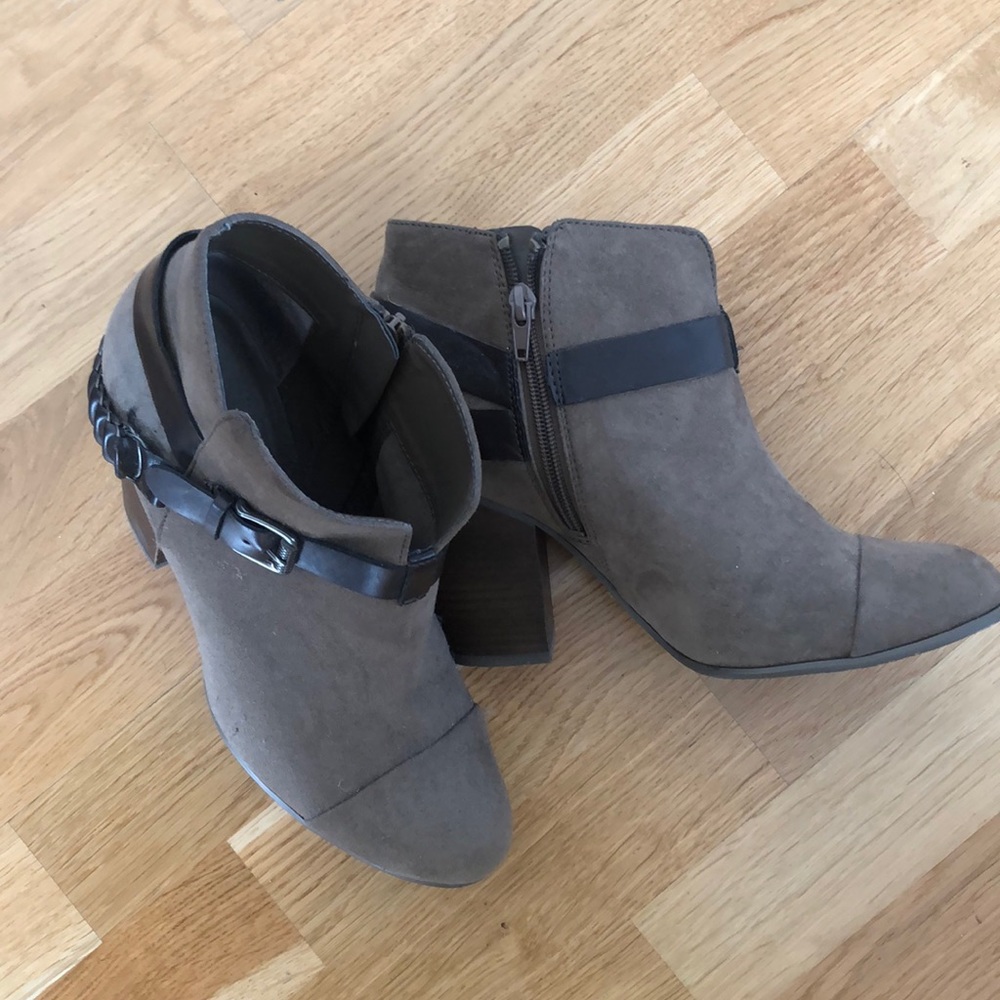 Taupe buckle booties